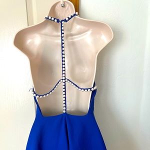 Lulu Royal blue pearl dress backless